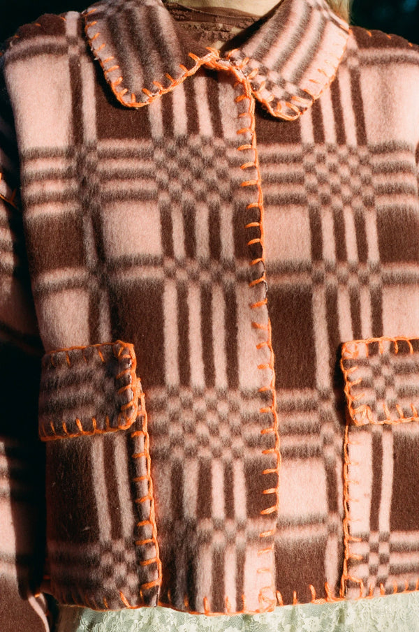 Checkered Rosewood Blanket Coat