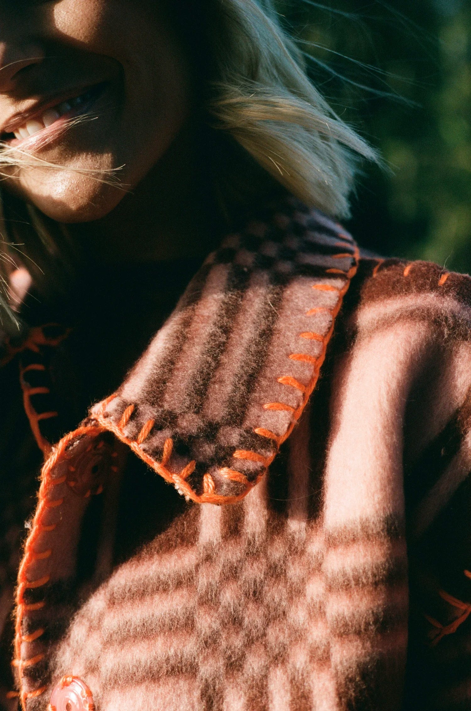 Checkered Rosewood Blanket Coat