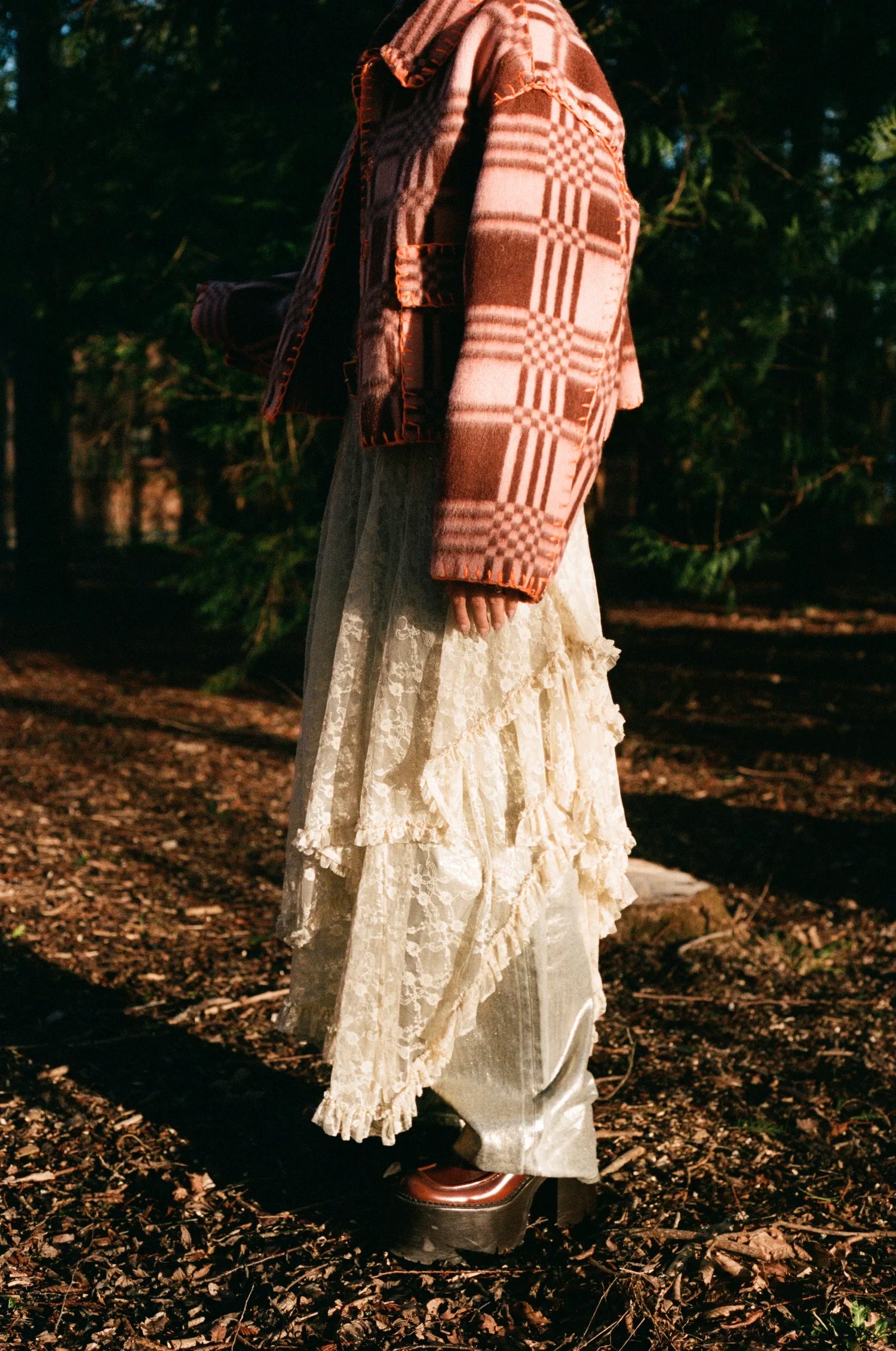 Checkered Rosewood Blanket Coat