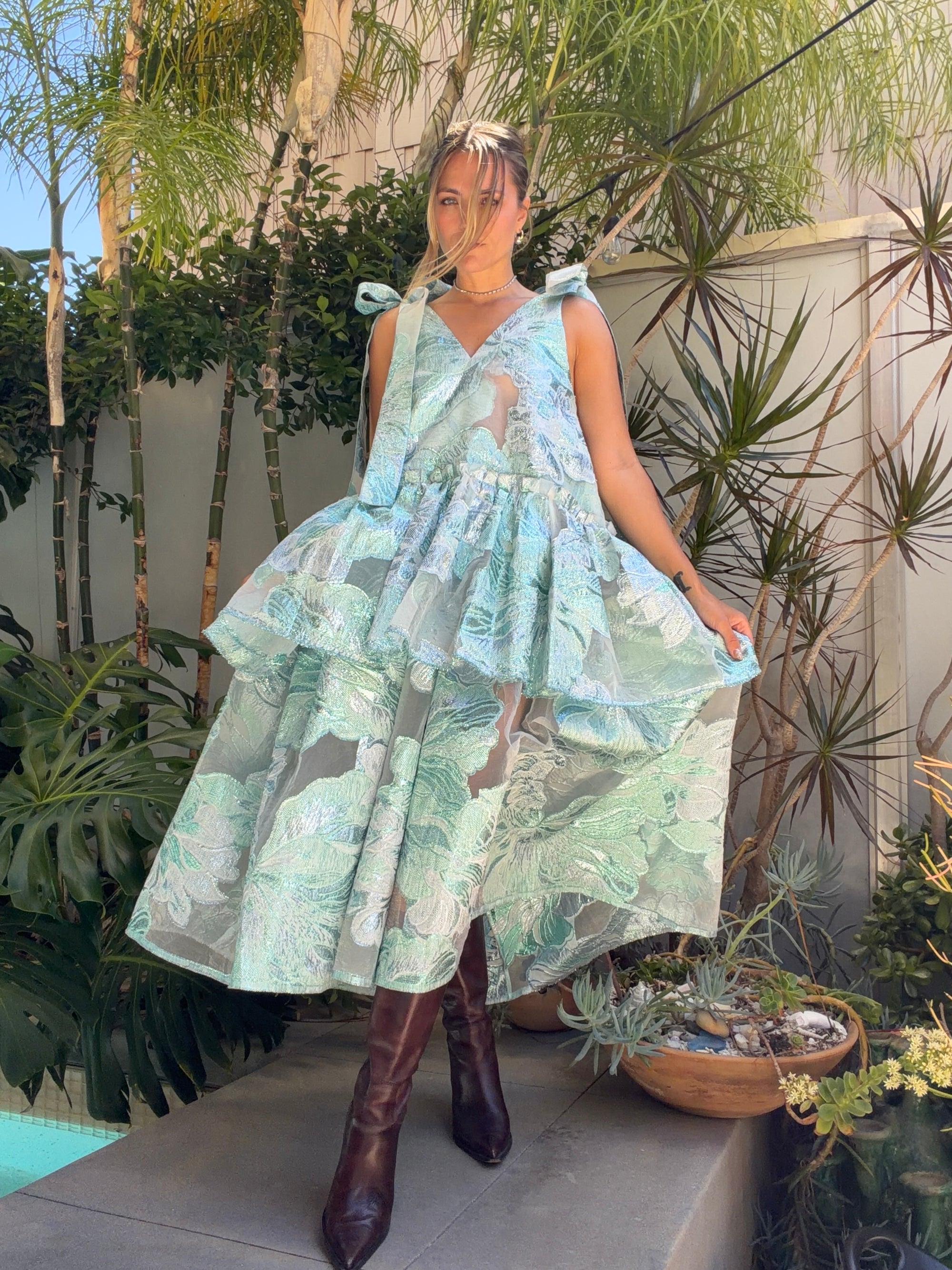2-in-1 Brocade Dress