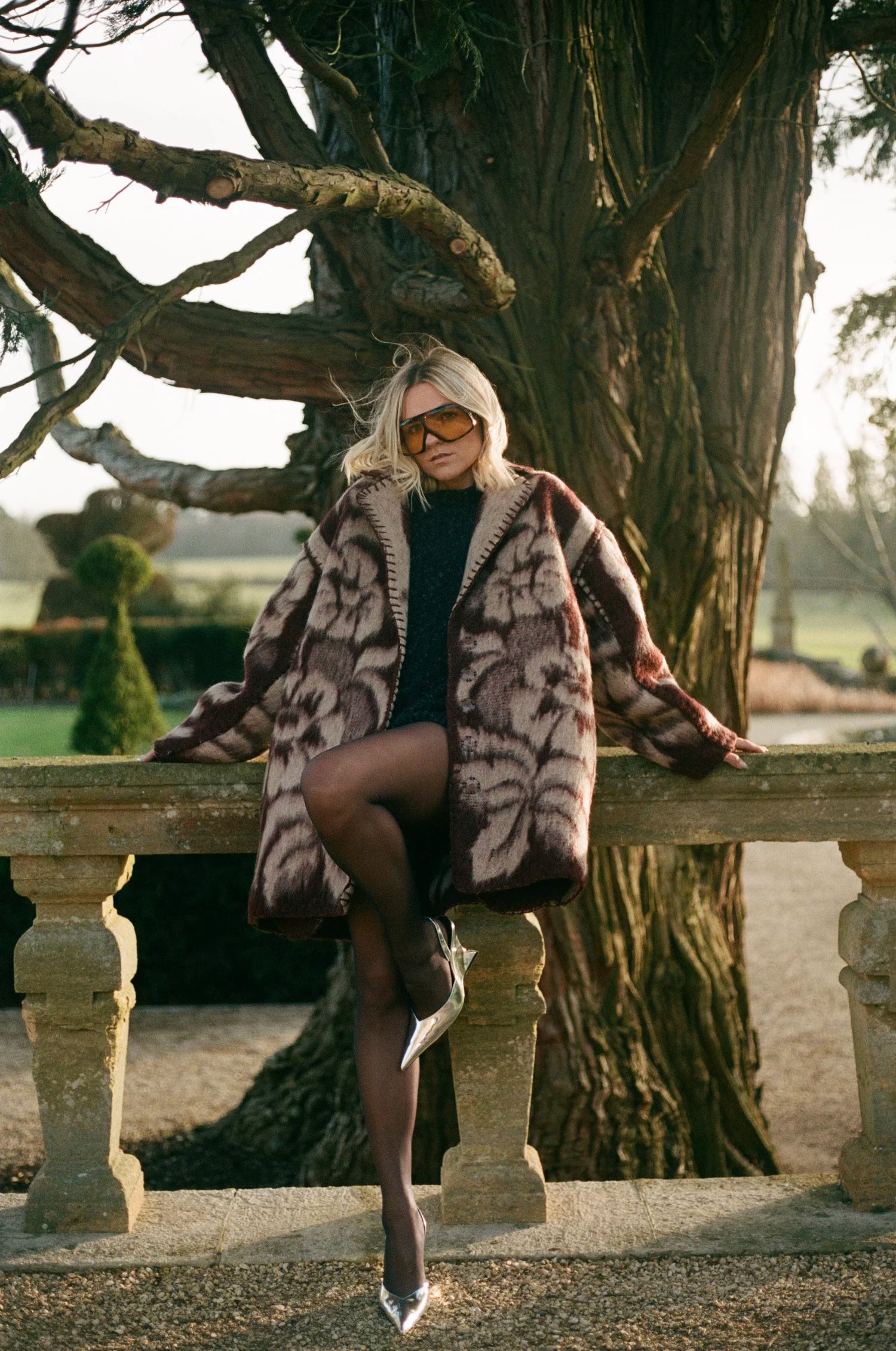 Plum Monochrome Blanket Coat