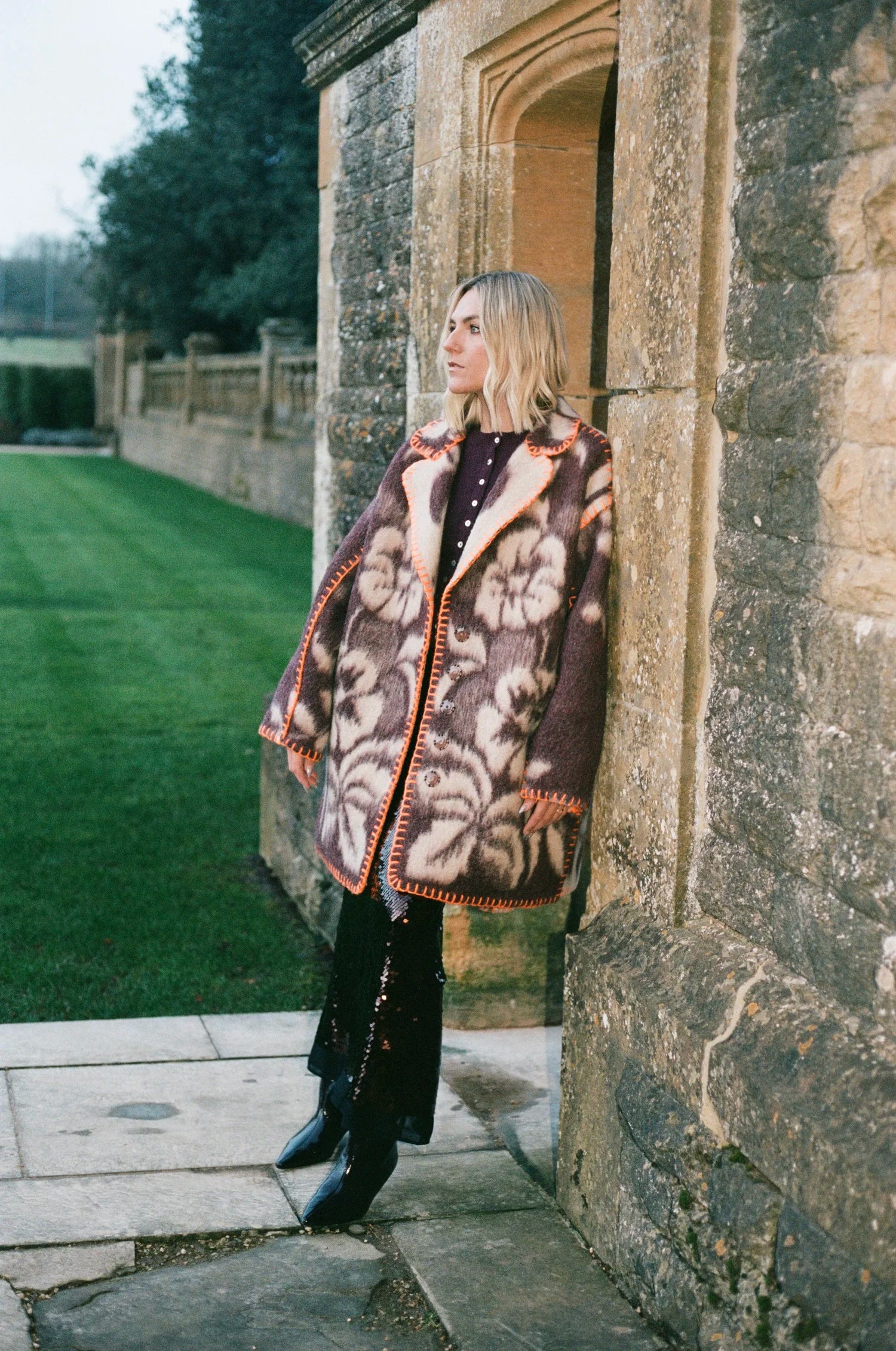 Plum Orange Blanket Coat