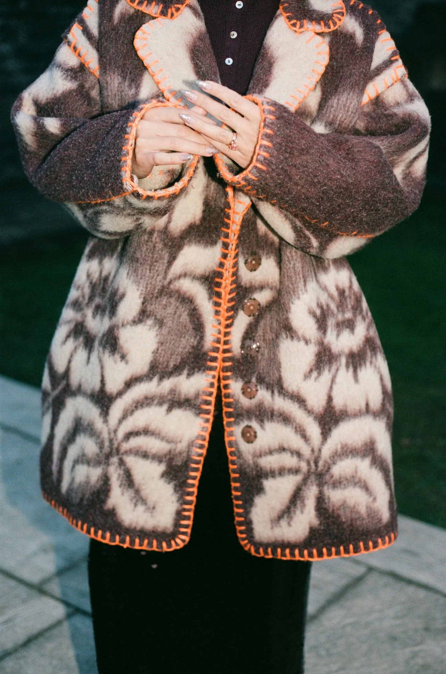 Plum Orange Blanket Coat