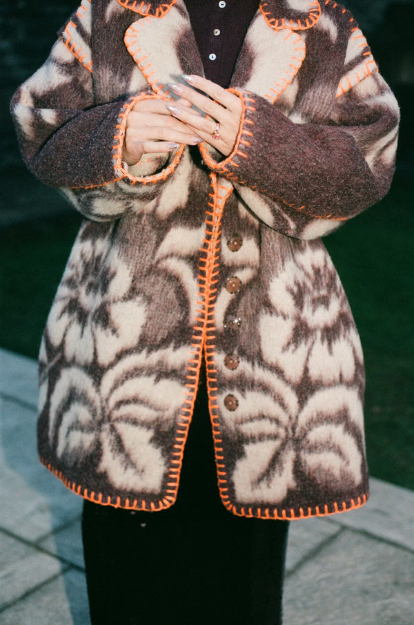 Plum Orange Blanket Coat