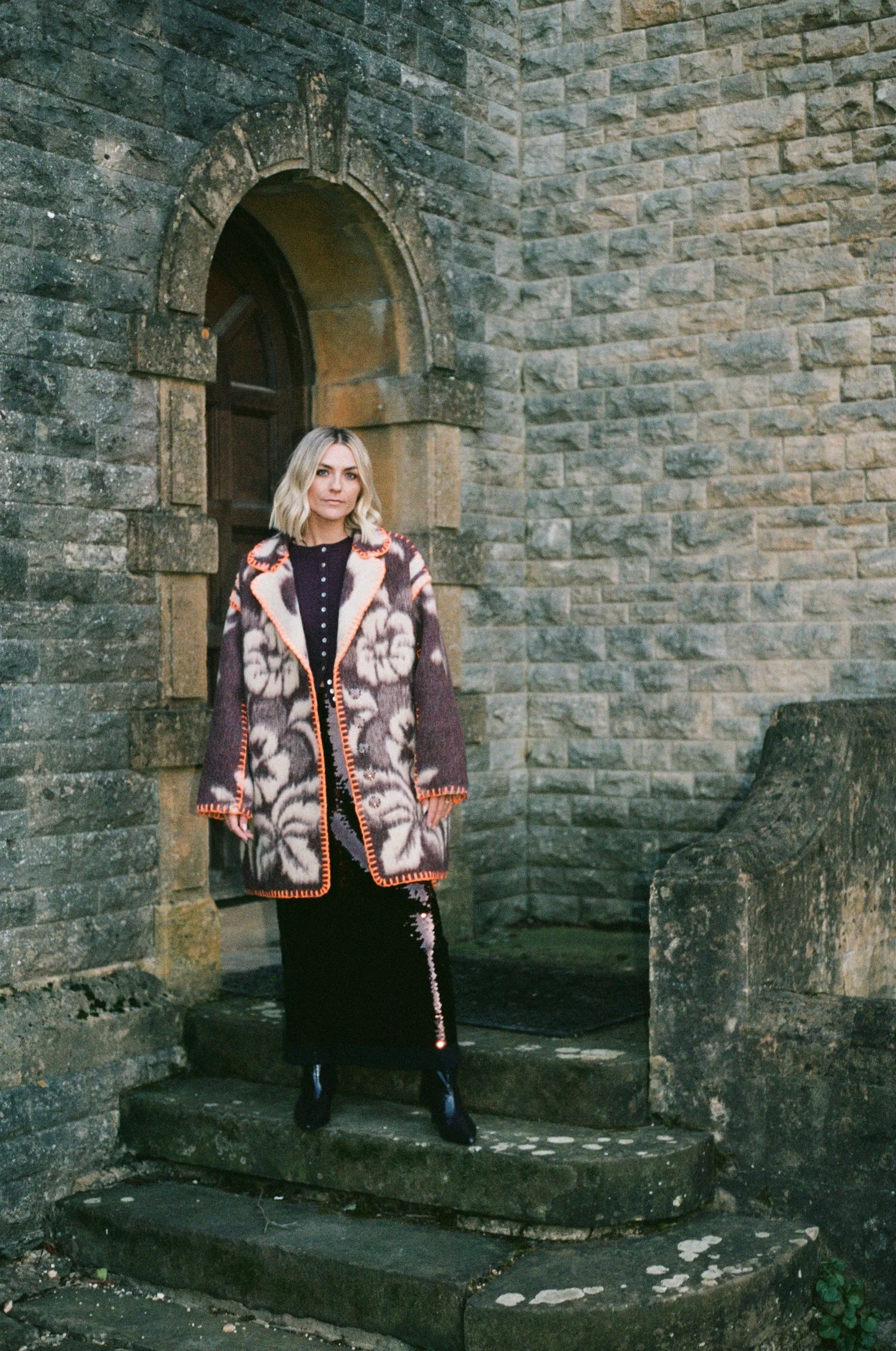 Plum Orange Blanket Coat