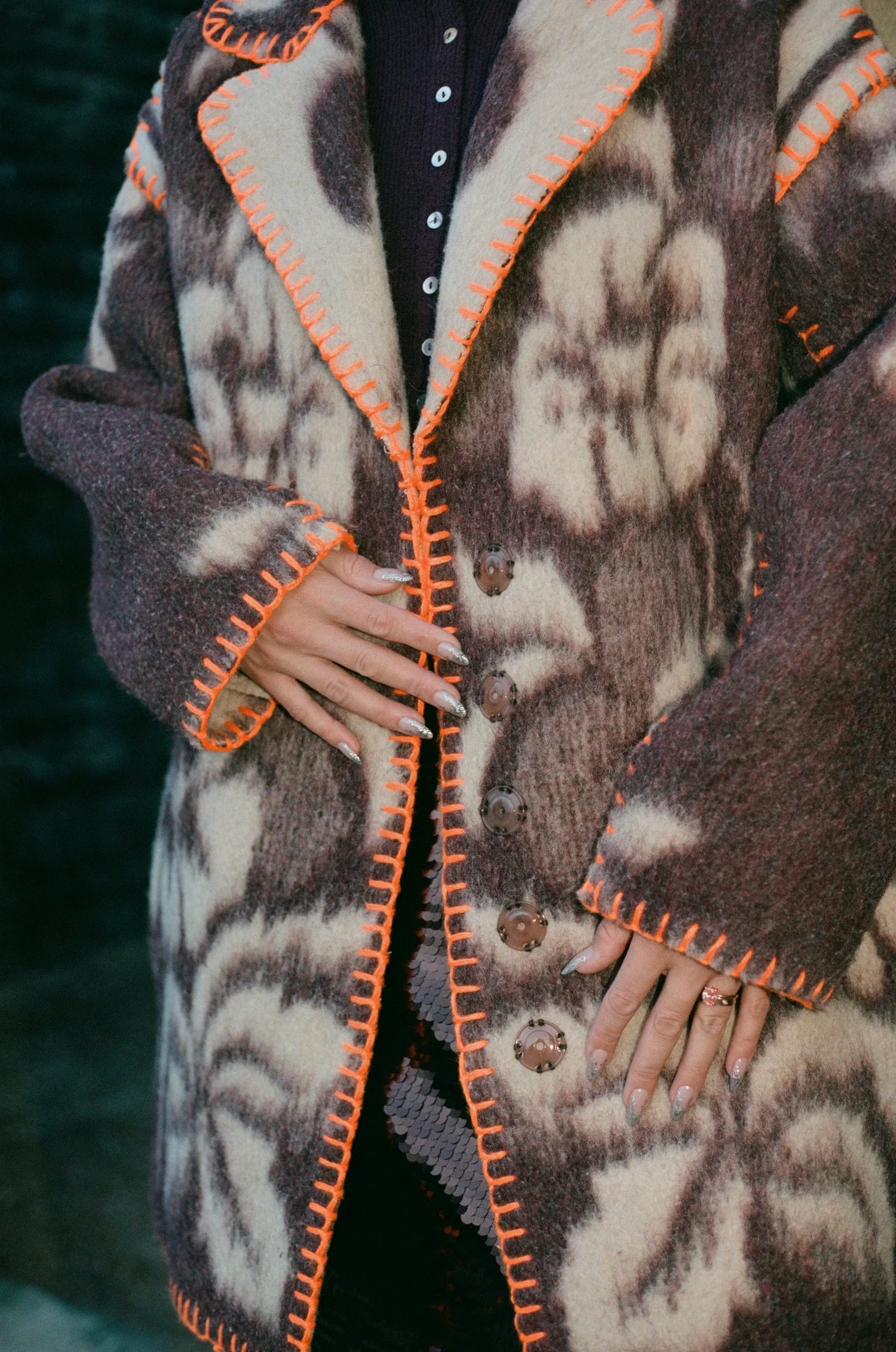 Plum Orange Blanket Coat